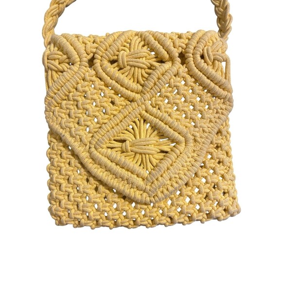 Tommy Bahama Macrame Crossbody Purse Yellow BOHO Bohemian Beach Bag Woven Purse - Picture 6 of 10